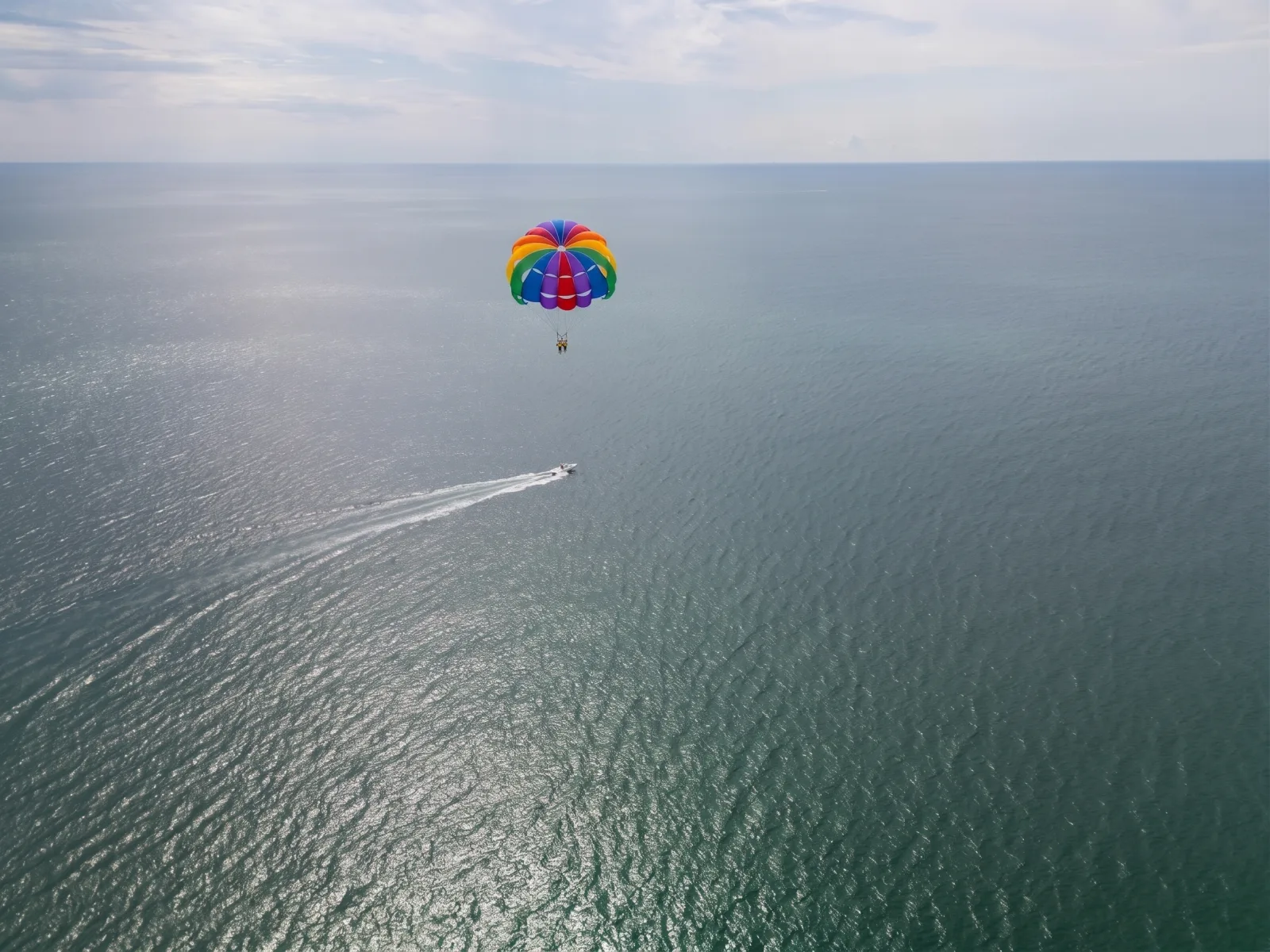 Parasailing high above the Mediterranean